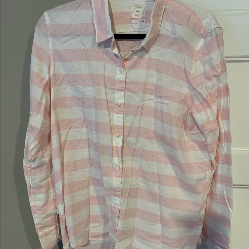 GAP Pink & White Striped Button-Down Shirt